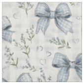 Bloemengingham blauwe strikken stof (Swatch)