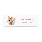 Bloemengiraffe Cute Baby Shower Retouradres Etiket (Voorkant)