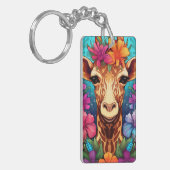 Bloemengiraffe Portret-93132 Sleutelhanger (Voorkant Links)