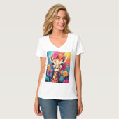 Bloemengiraffe Portret-9320 T-shirt (Voorkant volledig)