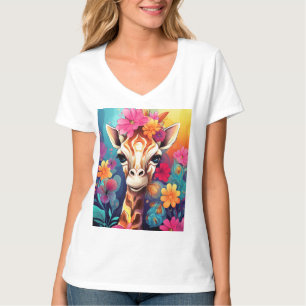 Bloemengiraffe Portret-9320 T-shirt