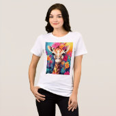 Bloemengiraffe-portret-9320 Tri-Blend Shirt (Voorkant volledig)