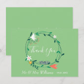 Bloemengirlande groen Thank You Bedankkaart (Voorkant / Achterkant)