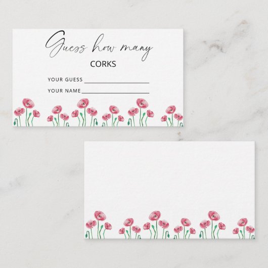 Bloemengissing hoeveel kurken bruidsspel informatiekaartje (Voorkant / Achterkant)