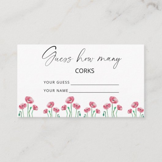 Bloemengissing hoeveel kurken bruidsspel informatiekaartje (Voorkant)