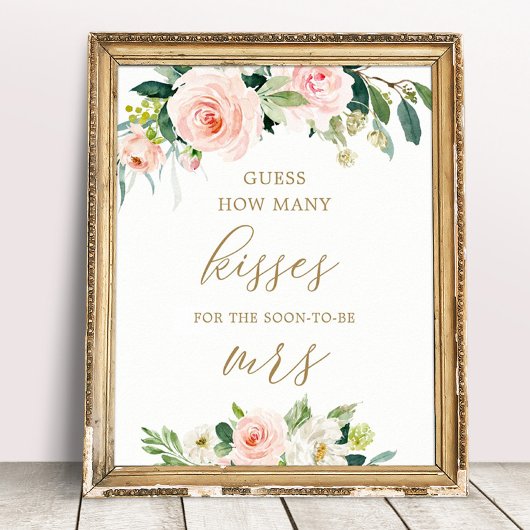 Bloemengissing Hoeveel Kusjes Bruiloftsfeest Spel Poster