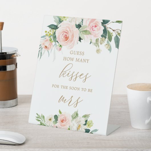 Bloemengissing Hoeveel Kusjes Bruiloftsfeest Spel Reclamebord Met Voetstuk (Insitu)