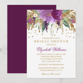 Bloemenglitter sprankelende Amethist Vrijgezellenf Kaart (Voorkant / Achterkant)