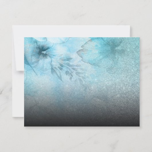 *~* Bloemenglossers Blauw Paarse Waterverf Bruilof RSVP Kaartje (Achterkant)