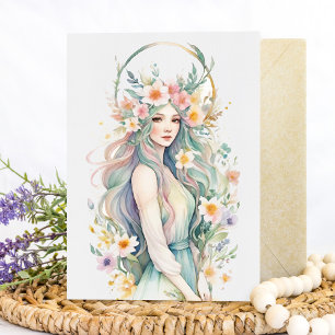 Bloemengodin Ostara Lente-equinox Sabbat Kaart