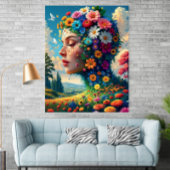 Bloemengodin Surrealistische Kunstposter Poster