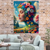 Bloemengodin Surrealistische Kunstposter Poster
