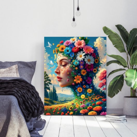 Bloemengodin Surrealistische Kunstposter Poster