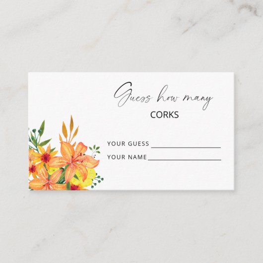 Bloemengok hoeveel kurken bruidsfeest spel informatiekaartje (Voorkant)