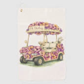 Bloemengolfkar handdoek cadeau (Voorkant)