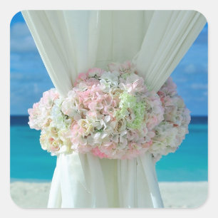 Bloemengordijn strand thema bruiloft stickers