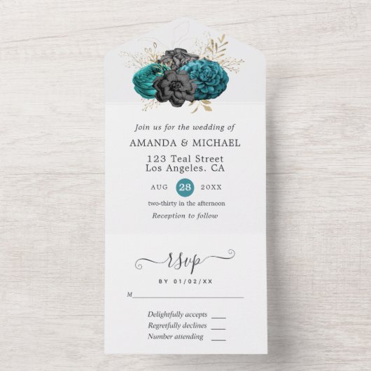 Bloemengotiek Alles in één uitnodiging (Binnen)