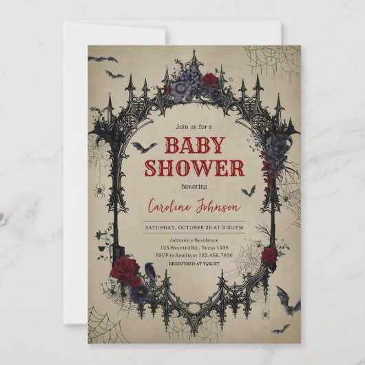  bloemengotisch Baby shower Kaart (Voorkant)