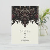 bloemengotische elegante bruiloft kaart (Staand voorkant)