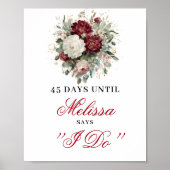 Bloemengoud Blush Burgundy Countdown Bord Poster (Voorkant)