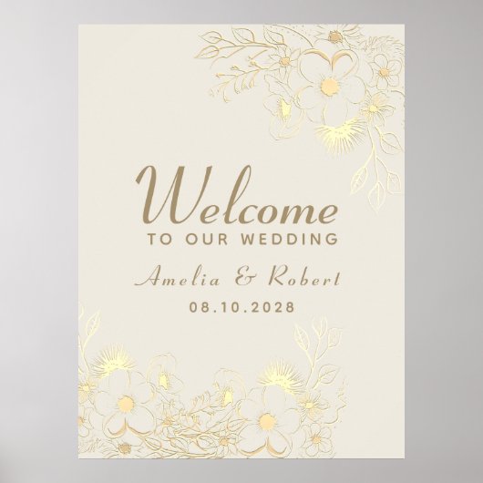  Bloemengoud Bruiloft Welkom Poster