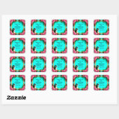 🌺 Bloemengoud Hart Turquoise Trouwdecoratie 💐 Vierkante Sticker (Vel)
