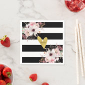 Bloemengoud Hart Zwart Witte Bruiloft Papieren Ser Servet (Insitu)