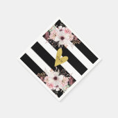 Bloemengoud Hart Zwart Witte Bruiloft Papieren Ser Servet (Hoek)