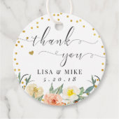 Bloemengoud Stippen bruiloft dank u ronde Bedankjes Labels (Voorkant)