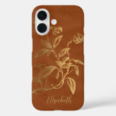 Bloemengoud Verbrand sinaasappel Naam Gepersonali Case-Mate iPhone Case (Achterkant)