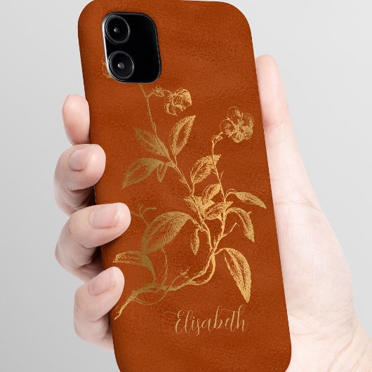 Bloemengoud Verbrand sinaasappel Naam Gepersonali Case-Mate iPhone Case