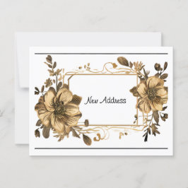 Bloemengouden lijst nieuwe adres briefkaart
