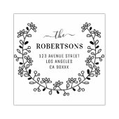 Bloemengrens Familienaam Adres Rubberstempel (Afrduk)