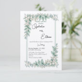  Bloemengrens, huwelijksuitnodiging Kaart (Staand voorkant)