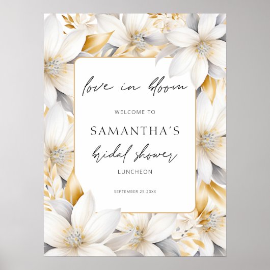 Bloemengrens Liefde In Bloom Welkom Vrijgezellenfe Poster (Voorkant)