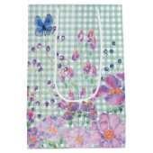 Bloemengrens met vlinder medium cadeauzakje (Achterkant)