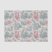 bloemengrijs rood Toile de Jouy Tissuepapier (Voorkant)