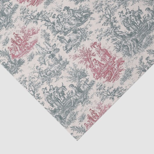  bloemengrijs rood Toile de Jouy Tissuepapier (Detail)