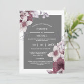 Bloemengrijze paarse botanische wilde bloesems kaart (Staand voorkant)