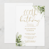 Bloemengroen 100e verjaardagsfeestje kaart (Voorkant / Achterkant)