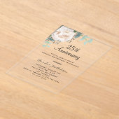 Bloemengroen 25e huwelijksverjaardag helder acryl uitnodigingen (Laagn)