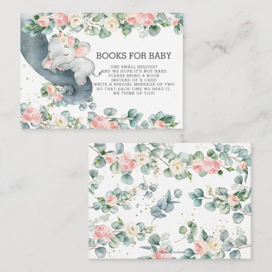 Bloemengroen Baby Olifant Breng een boek in plaats Informatiekaartje (Voorkant / Achterkant)