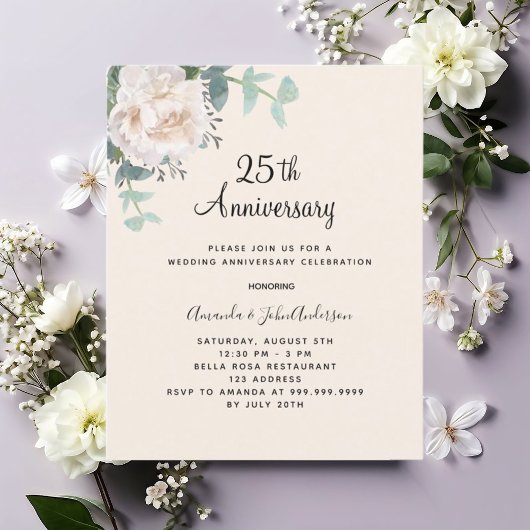 Bloemengroen beige 25e huwelijksverjaardag