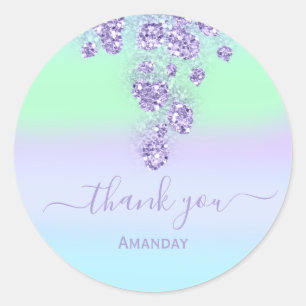 Bloemengroen blauwe glitters bruidsnaam Sweet 16t Ronde Sticker