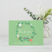 Bloemengroen boeket dank je wel bedankkaart (Staand voorkant)