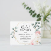 Bloemengroen bruids douche uitnodiging (Staand voorkant)