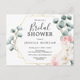 Bloemengroen bruids douche uitnodiging