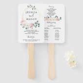 Bloemengroen bruiloft fan programma handwaaier (Voorkant en achterkant)