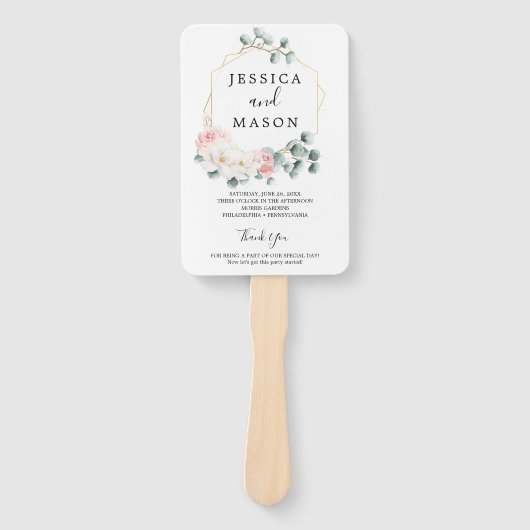 Bloemengroen bruiloft fan programma handwaaier (Voorkant)