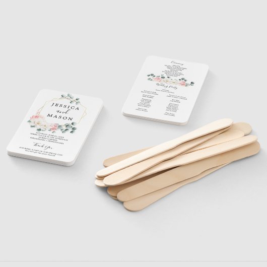 Bloemengroen bruiloft fan programma handwaaier (Niet-gemonteerd)